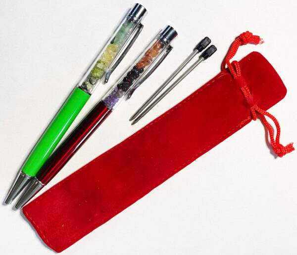 Genuine Crystal Intention Pen Set: Money Draw and Passion/Creativity Pens and Pouch