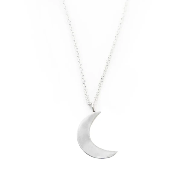 Silver polished Crescent Moon Necklace