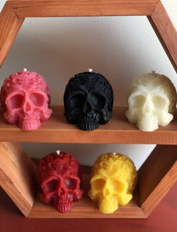 Skull candle ~ vibrant color, unscented ~ 100% beeswax