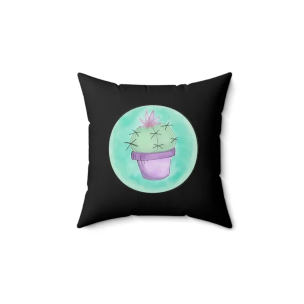Violet Crescent Cactus Cat Spun Polyester Square Pillow - Image 2