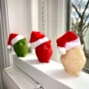 Owl candles with Santa hats