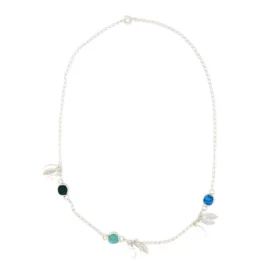 Silver Feather and Turquoise Necklace