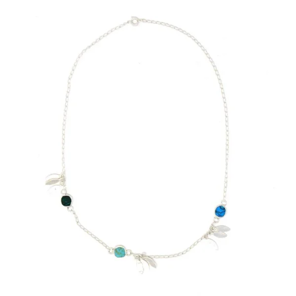 Silver Feather and Turquoise Necklace