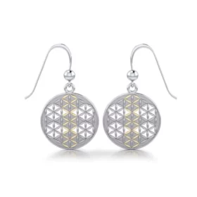 Flower of Life Silver and Gold Earrings