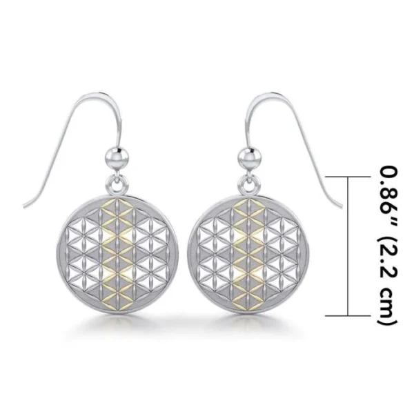 Flower of Life Mandala Silver and Gold Earrings - Image 3