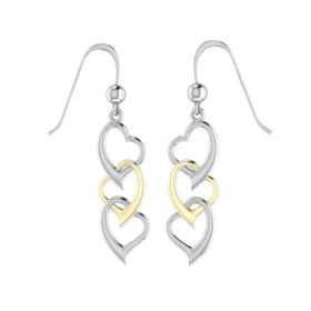 Triple Heart Gold and Silver Earrings