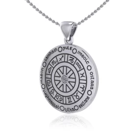 Wheel of the year silver pentant
