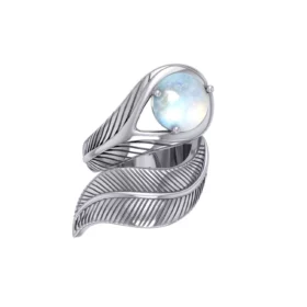 Moonstone Feather Ring