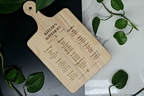 13" Kitchen Witch Herbal Engraved Charcuterie Cutting Board - Image 5