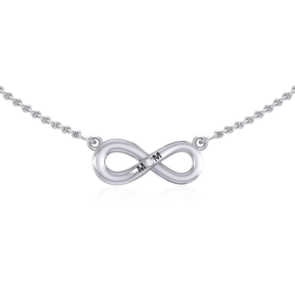 Infinity Love For Mom Silver Necklace with choice of gemstone - Image 3