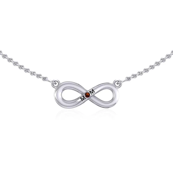 Infinity Love For Mom Silver Necklace with choice of gemstone - Image 5