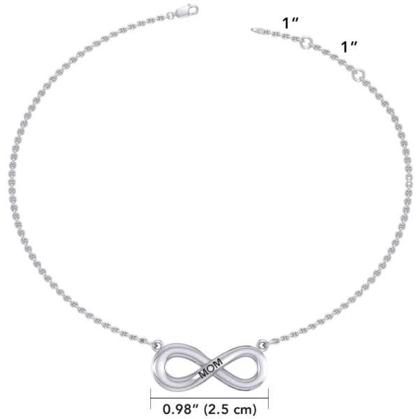 Infinity Love For Mom Silver Necklace with choice of gemstone - Image 2
