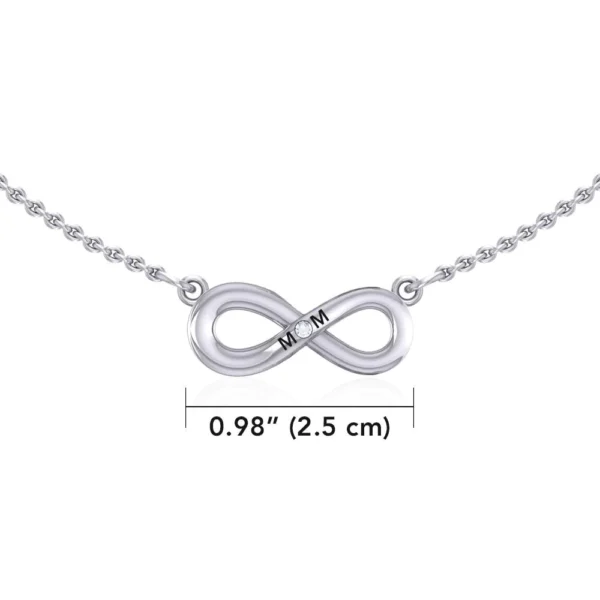 Infinity Love For Mom Silver Necklace with choice of gemstone - Image 6