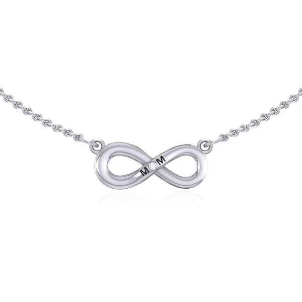 Infinity Love For Mom Silver Necklace with choice of gemstone - Image 7