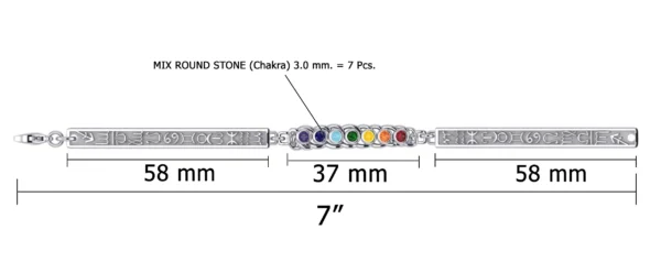 Celtic Silver Bracelet with Chakra Gemstones and Astrology Symbols - Image 6