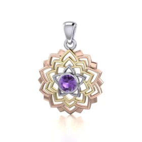 Sahasrara Crown Chakra Lotus Three Tone Pendant