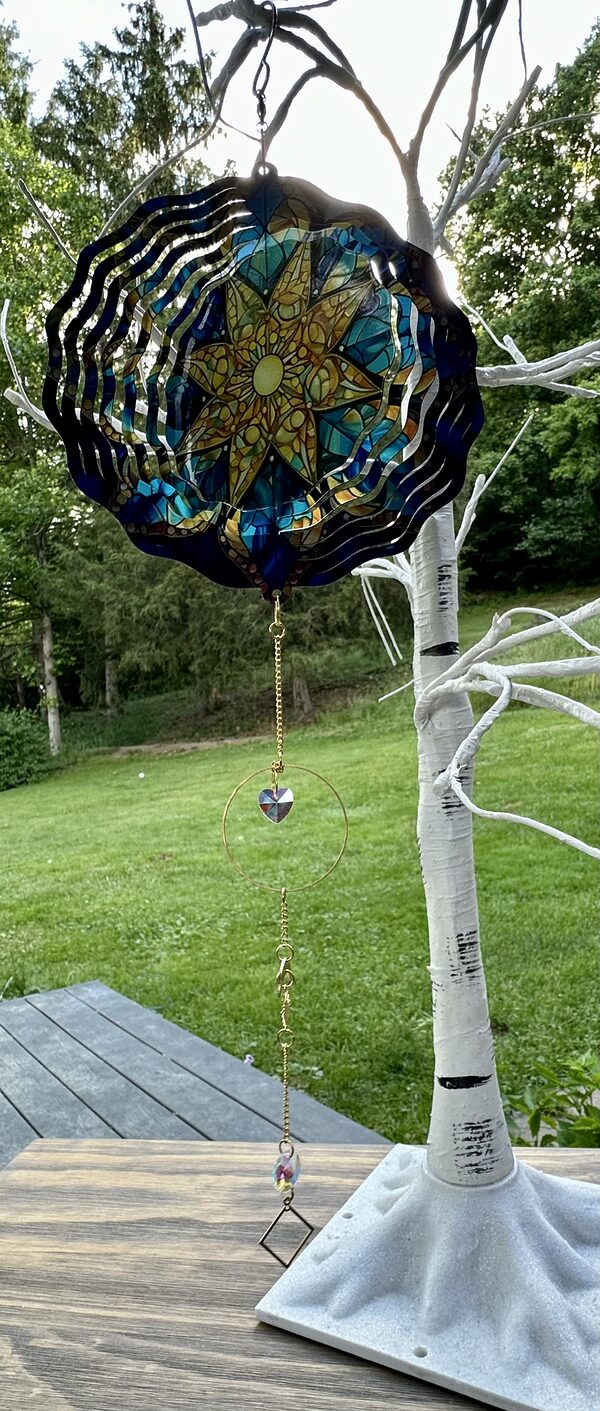 Sun Wind Spinner with Long Gold Colored Celestial Chain - Image 6