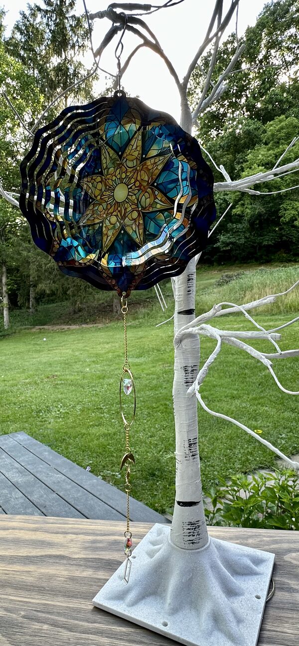 Sun Wind Spinner with Long Gold Colored Celestial Chain - Image 4