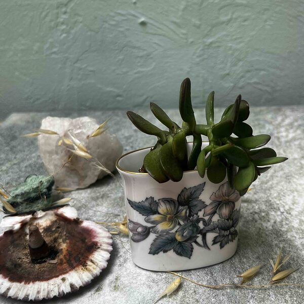 Enchanted Blossom: Vintage Royal Worcester Porcelain Vase with Jade Cutting for Luck & Prosperity - Image 6