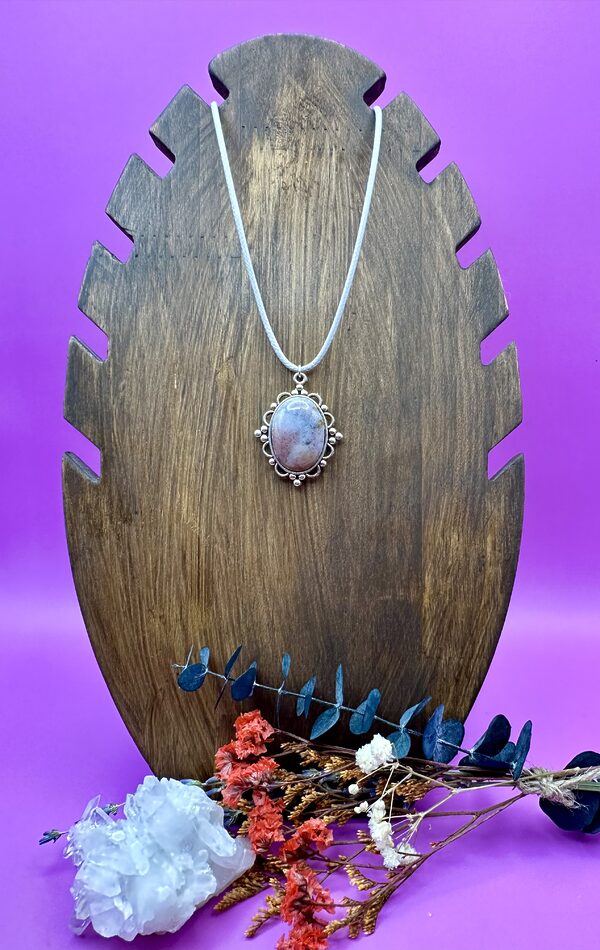 Tiffany Jasper Pendant with 18” Adjustable Leather Cord