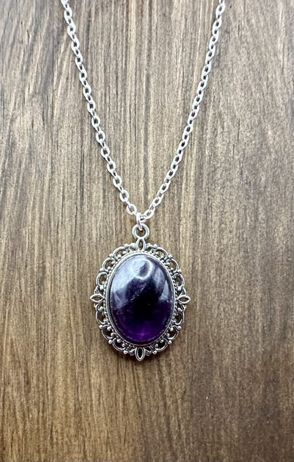 Amethyst Necklace with 18” Silver Chain - Image 3