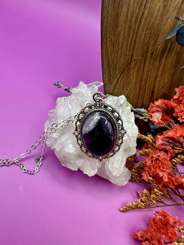 Amethyst Necklace with 18” Silver Chain - Image 2