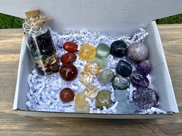 Intuitively Chosen Chakra Crystal Collection with Mini Rainbow Crystal Jar