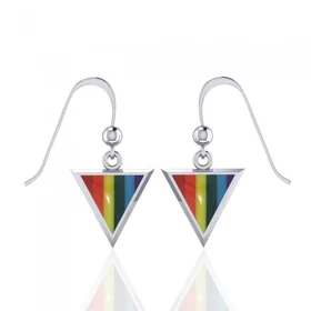 Rainbow Triangle Silver Earrings