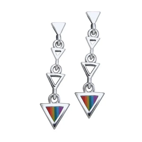 Rainbow Triangle Silver Earrings