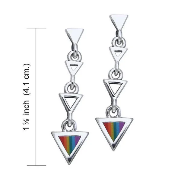 Rainbow Triangle Silver Earrings - Image 2