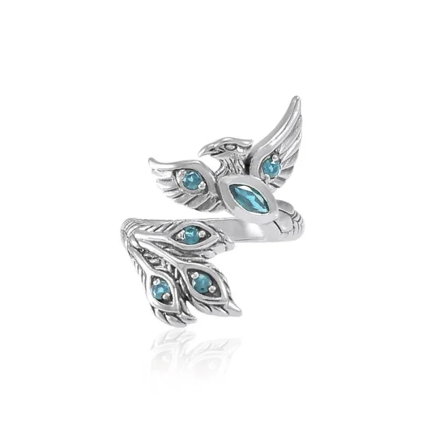 Alighting breakthrough of the Mythical Phoenix Silver Ring with Gems - Image 4