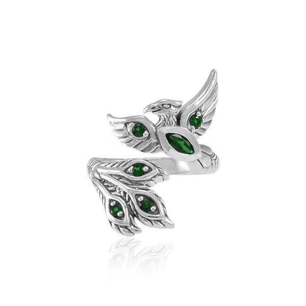 Alighting breakthrough of the Mythical Phoenix Silver Ring with Gems - Image 5