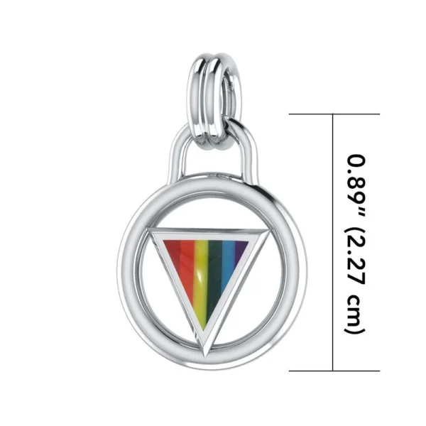 Rainbow Encircled Triangle Silver Pendant - Image 3