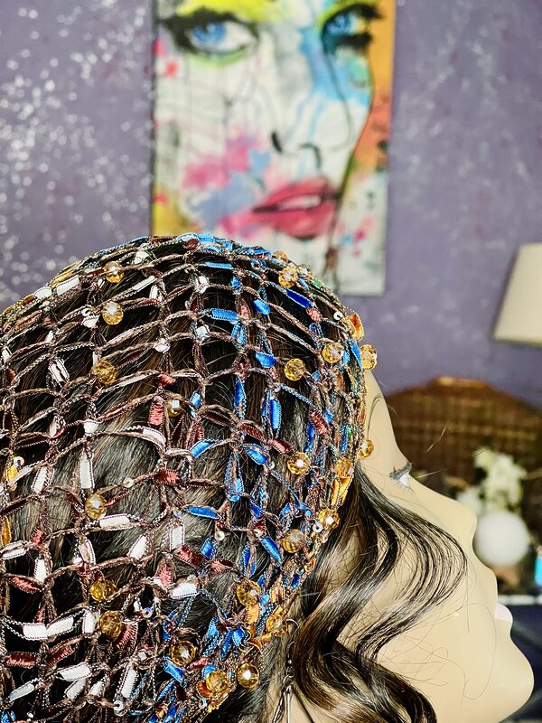Boho Chic Fall Head Wrap with Sparkling Beads and Sequins - Image 3
