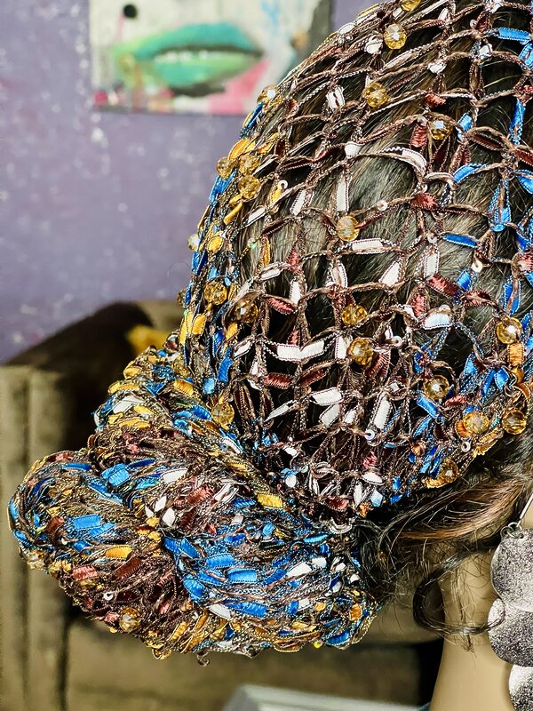 Boho Chic Fall Head Wrap with Sparkling Beads and Sequins - Image 4