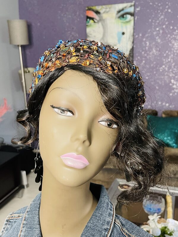 Boho Chic Fall Head Wrap with Sparkling Beads and Sequins - Image 2
