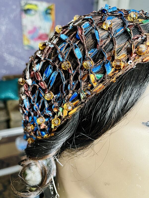 Boho Chic Fall Head Wrap with Sparkling Beads and Sequins - Image 5