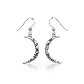 Peter Stone Sterling Crescent Moon Rune Earrings