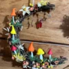 Feelin the Good Vibes Mushroom Themed Moon- Shaped Grapevine Wreath