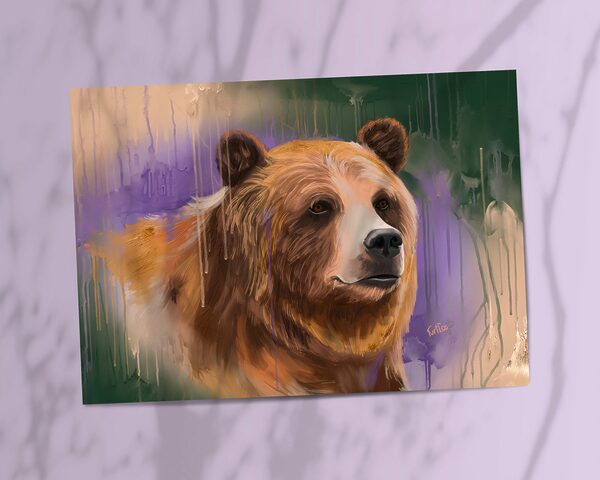 Abstract Bear Portrait Art Print on Matte Paper, Unframed - "Lavender Honeydrips" - Image 2