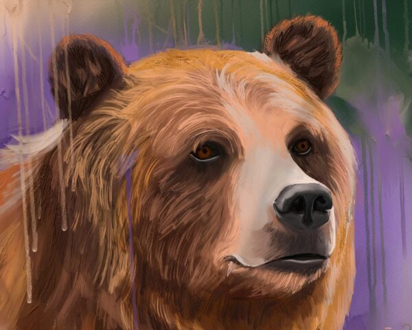 Abstract Bear Portrait Art Print on Matte Paper, Unframed - "Lavender Honeydrips" - Image 5