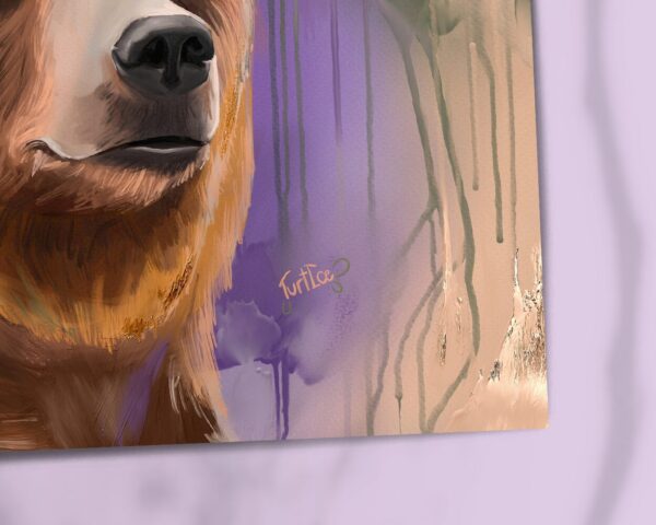 Abstract Bear Portrait Art Print on Matte Paper, Unframed - "Lavender Honeydrips" - Image 4
