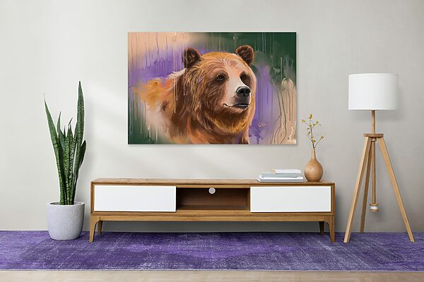Abstract Bear Portrait Art Print on Matte Paper, Unframed - "Lavender Honeydrips" - Image 3
