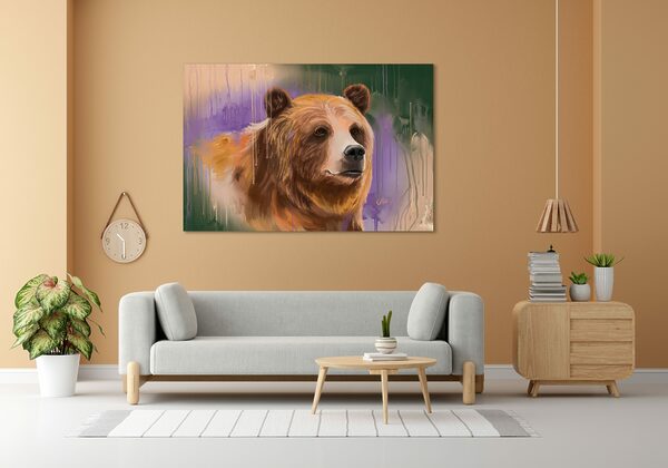 Abstract Bear Portrait Art Print on Matte Paper, Unframed - "Lavender Honeydrips" - Image 8