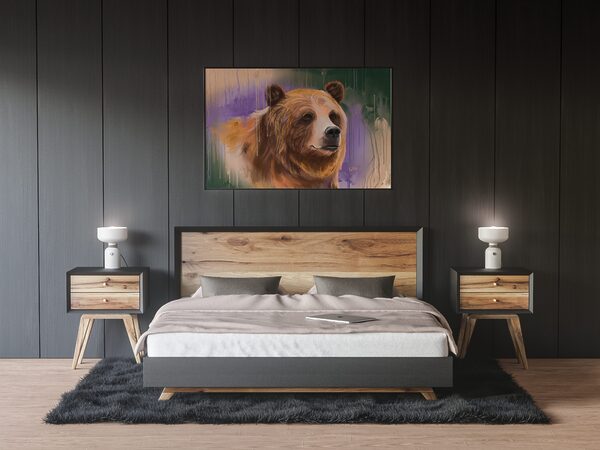Framed Abstract Bear Portrait Art Print on Matte Paper - "Lavender Honeydrips" - Image 3