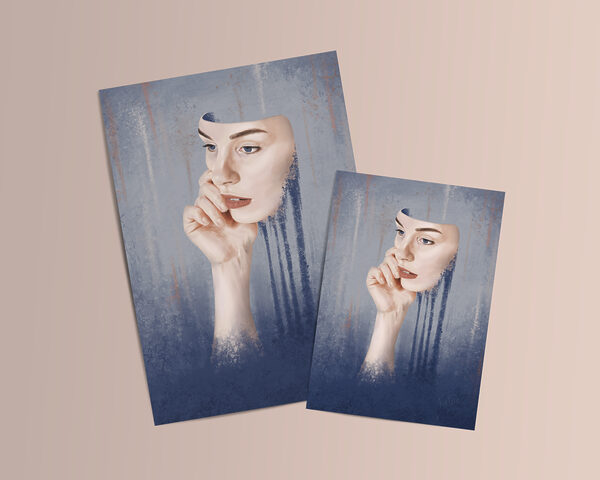 Unframed Surreal Art Print on Matte Paper in Muted Colors about Neurodiversity | "Masking"