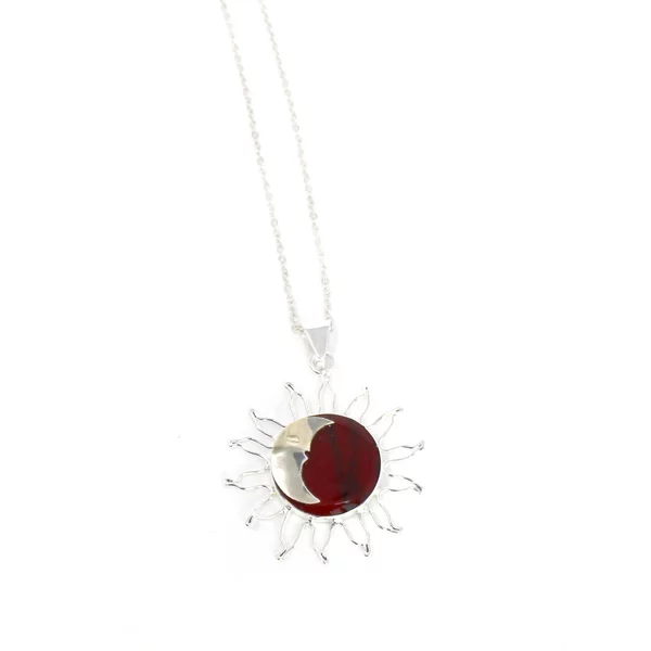 Sun and Moon Red Jasper Pendant with Chain - Image 7